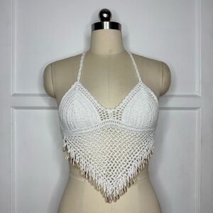 White crochet halter top